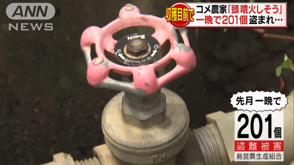 水田で真鍮バルブ201個盗まれる(茨城県)